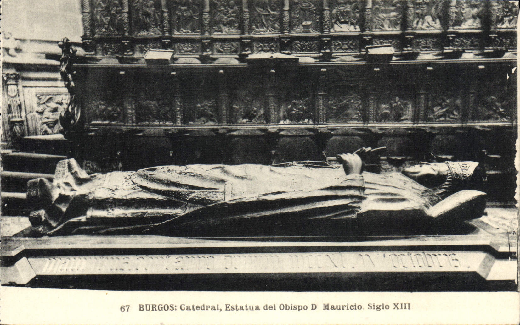 Burgos: Cathédrale, statue du évêque D. Mauricio. Siècle XIII