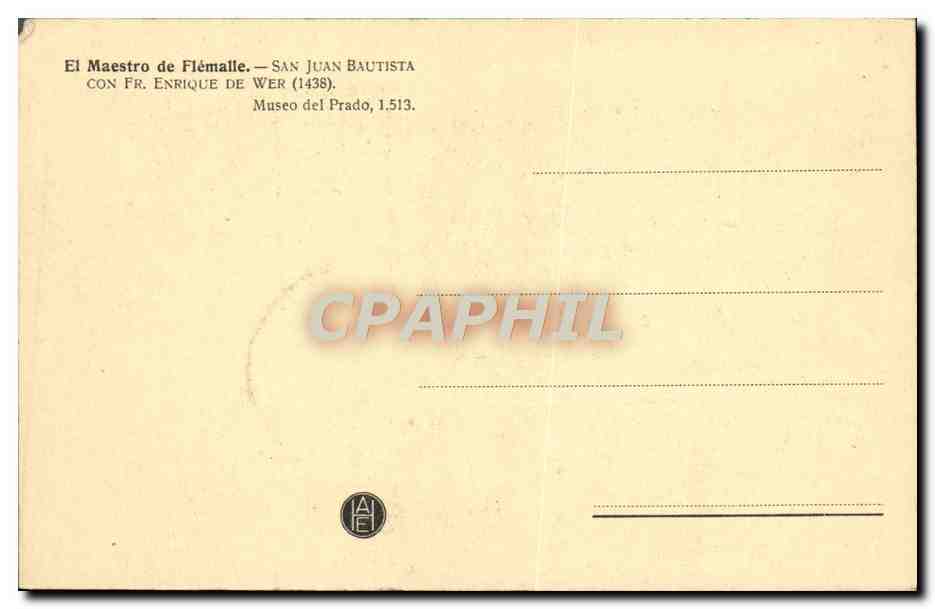 CPA El Maestro De Flemalle San Juan Bautista con FR Enrique de Wer — Verso