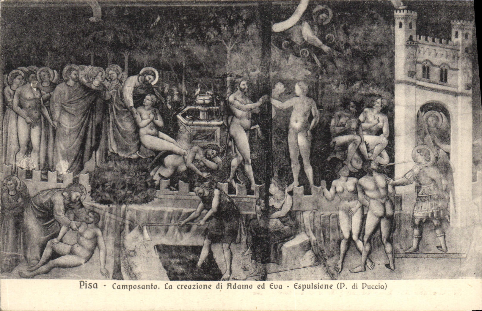 CPA Pisa Caposanto La Creazione Di Radamo Ed Eva Espulsione P di Puccio