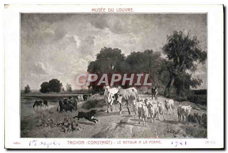 CPA Musee Du Louvre Troyon Le Retour A La Ferme Vaches Moutons Chein