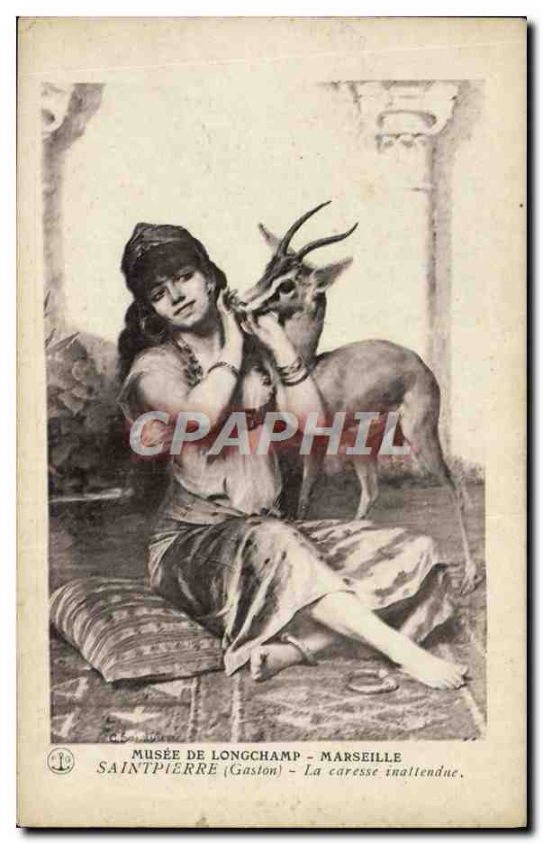 CPA Musee De Longchamp Marseille Saintpierre La Caresse Inattendue Biche Femme