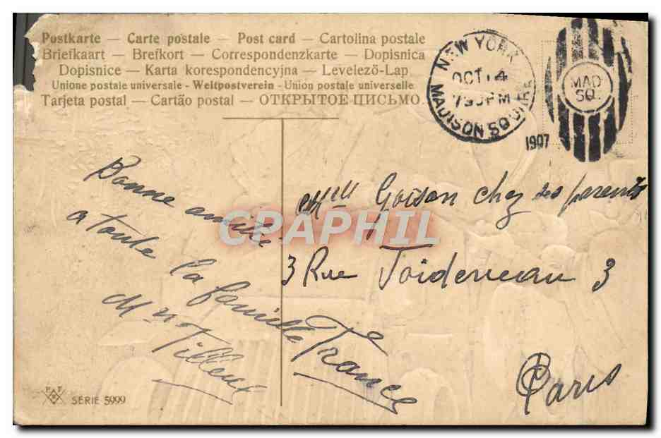 CPA fantaisie — Verso