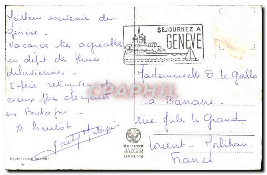 CPM Geneve Le Palais Des Nations Et La Chaine Du Jura — Rückseite