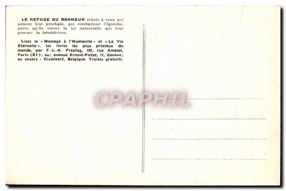 CPA La Demeure De La Paix Et De La Joie — Rückseite