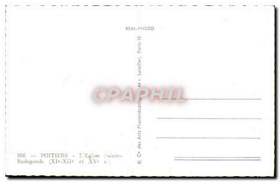 CPM Poitiers L'Eglise Sainte Radegonde — Verso