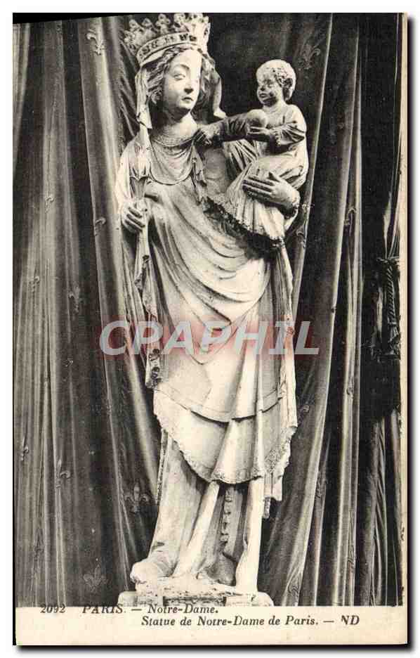 CPA Paris Notre Dame Statue De Notre Dame De Paris
