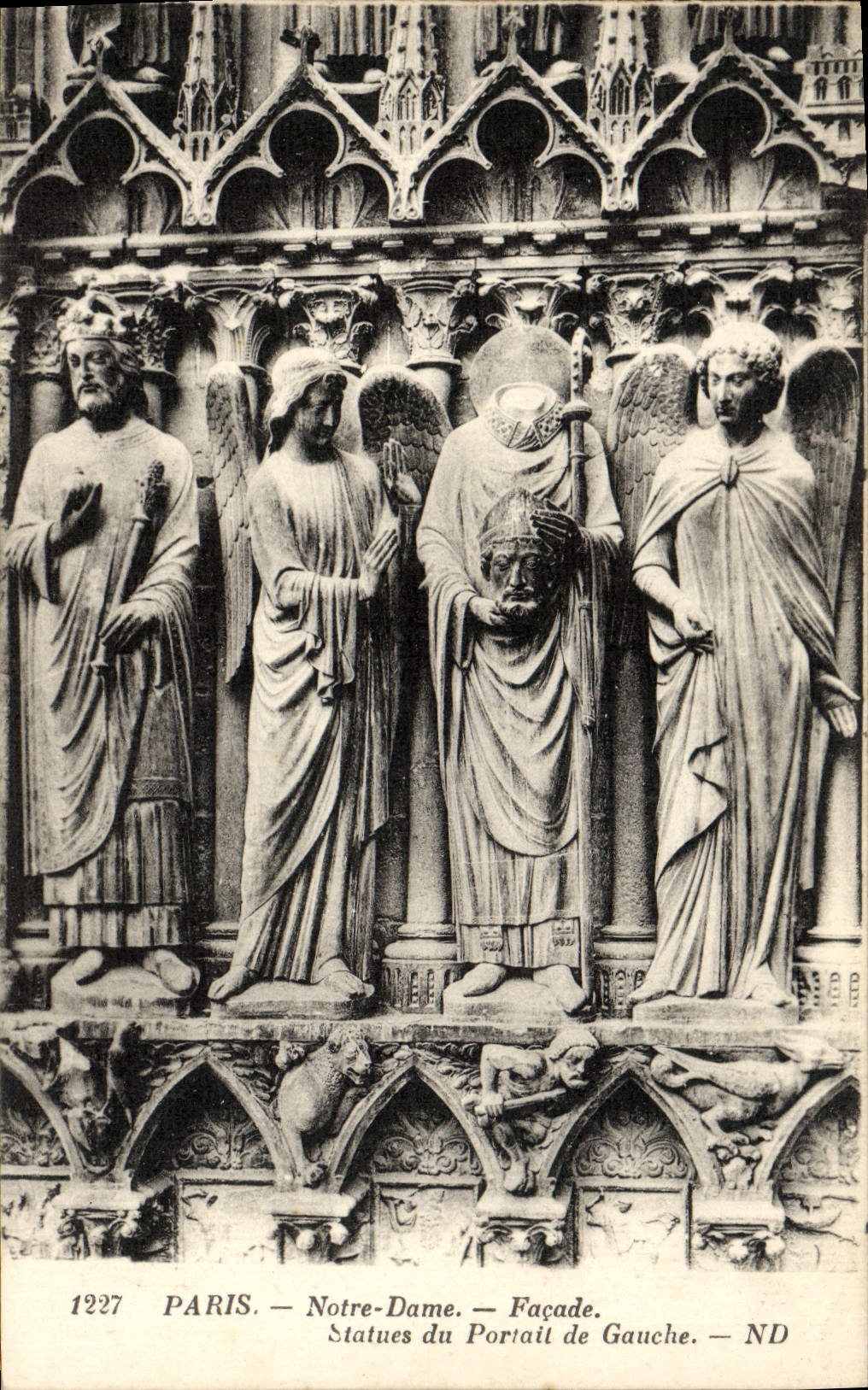 CPA Paris Eglise Notre Dame Facade Statues Du Portail De Gauche