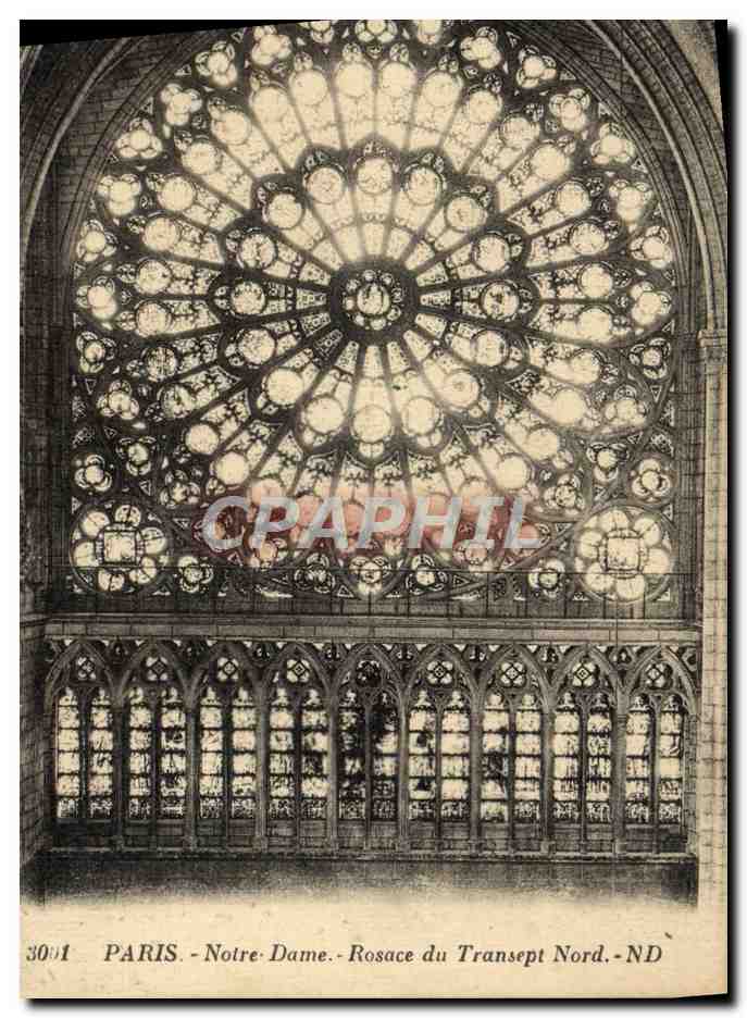 CPA Paris Notre Dame Rosace Du Transept Nord