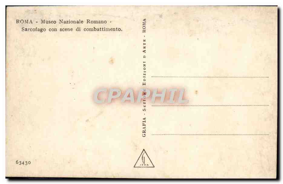 CPA Roma Museo Nazionale Romano Sarcofago Con Scene Di Combattimento — Rückseite