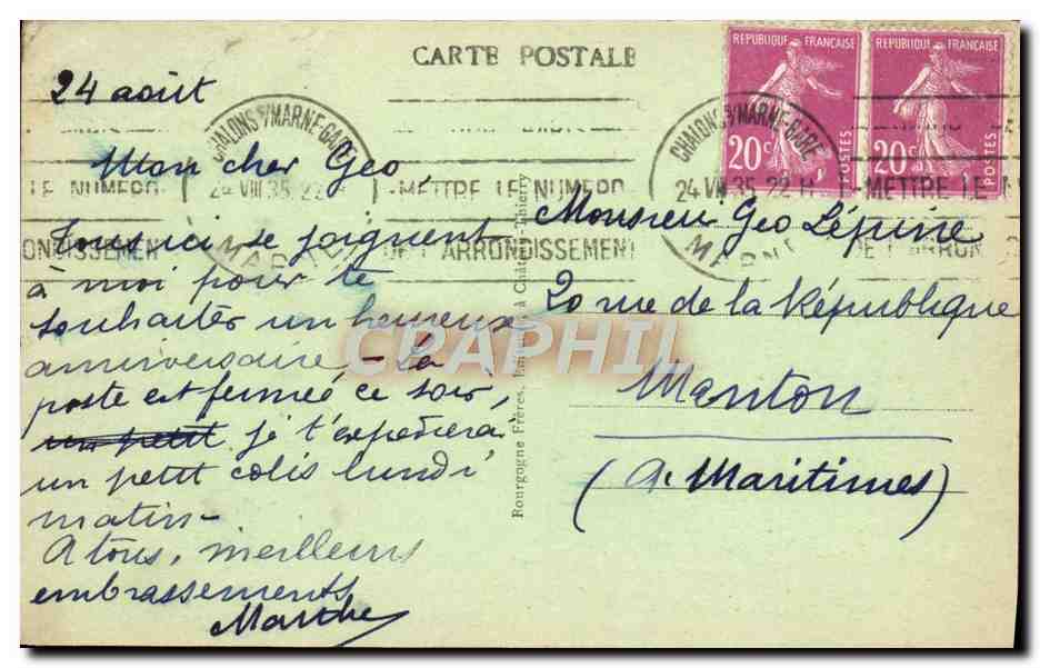 CPA Chalons Sur Marne Ecole Des Arts Et Metiers Entree principale — Verso
