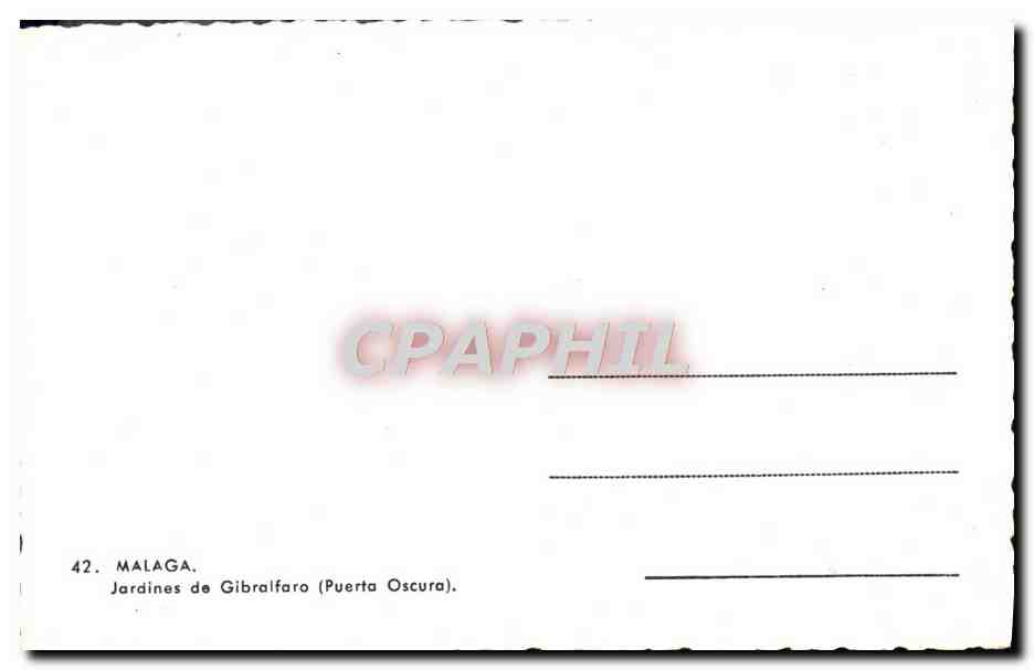 CPM Malaga Jardines De Gibralfaro Puerta Oscura — Rückseite