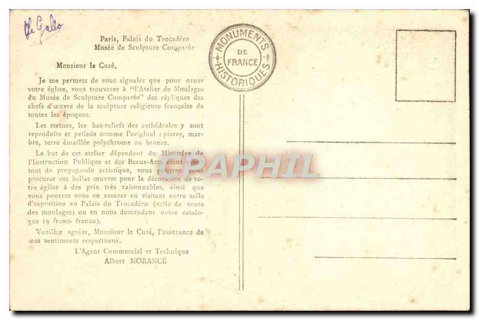 CPA Moulage De I'Ange Au Sourire De La Cathedrale De Reims — Verso