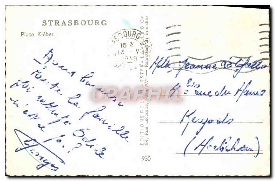 CPM Strasbourg Place Kleber — Verso
