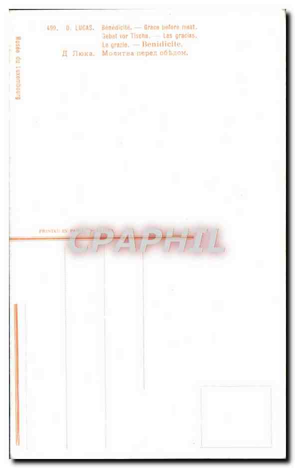 CPA Lucas Benedicite — Verso