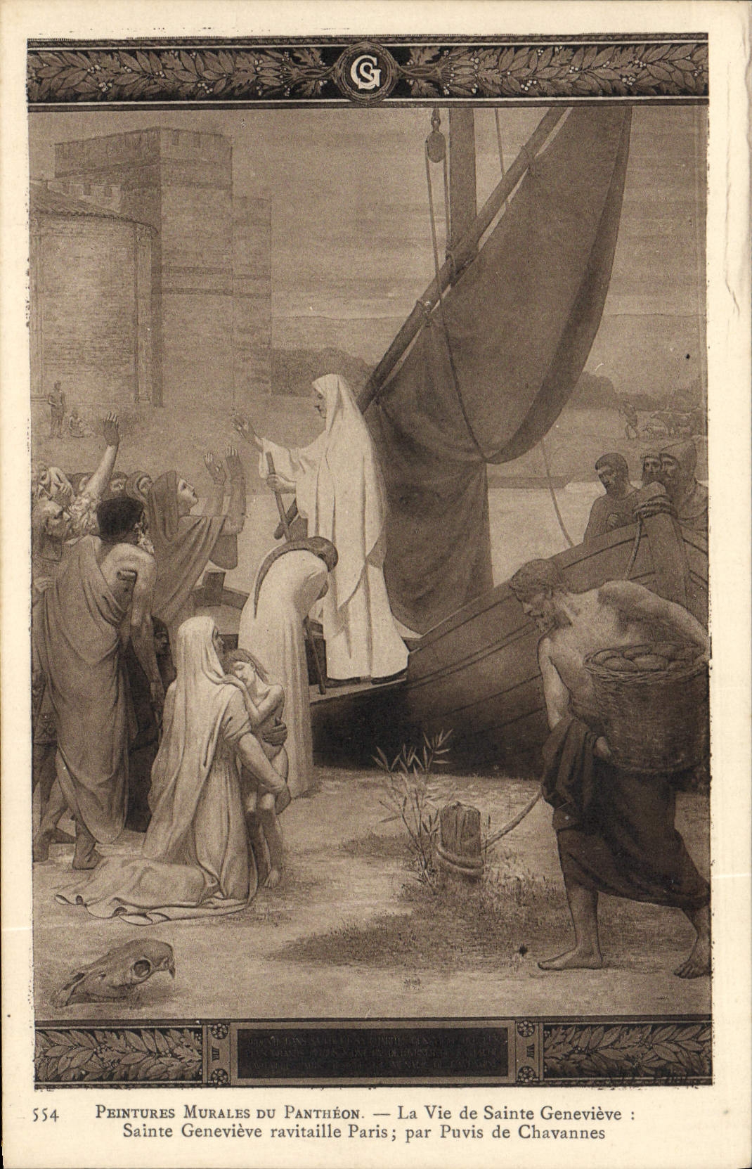 CPA Peintures Murales Du Pantheon La vie de Ste Genevieve Puvis de Chavannes Paris 