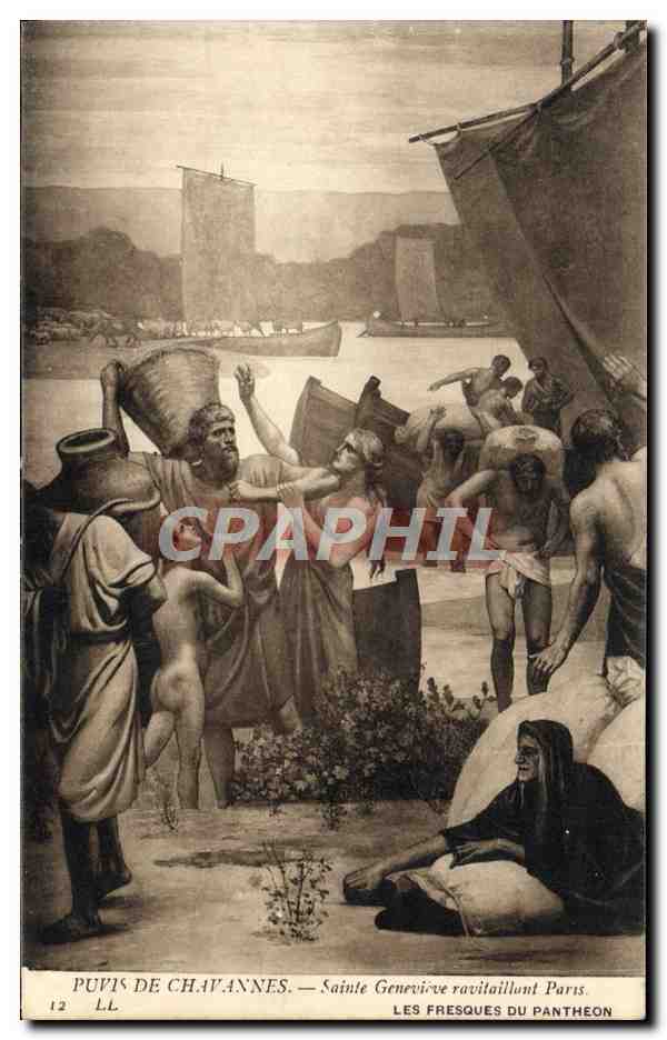 CPA Puvis De Chavannes Sainte Genevieve ravitaillant Paris Fresques du Pantheon 