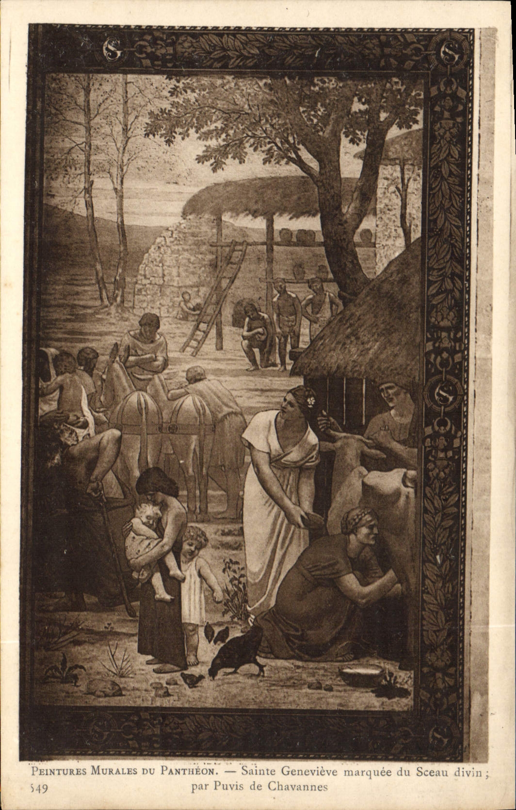CPA Peintures Muxales Du Pantheon Sainte Genevieve marquee du sceau divin Paris