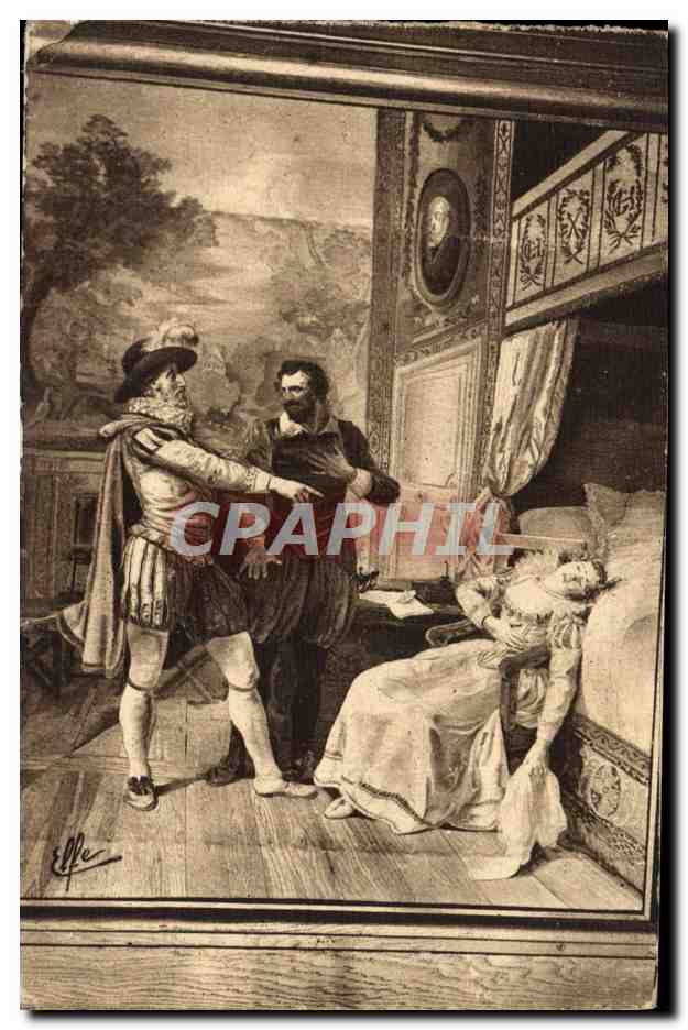 Antike Ansichtskarte Pau Tapete des Schlosses Evanouissement von Gabrielle d'Estree