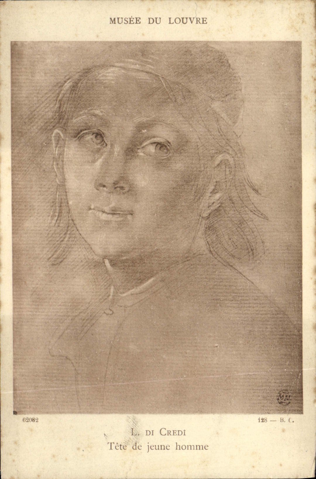CPA Musee Du Louvre L di Credi Tete de jeune homme