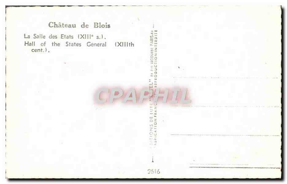 CPM Chateau de Blois la salle des Etats — Rückseite