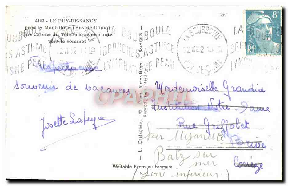 Le Puy-de-Sancy — Cabine du téléphérique en route vers le sommet — Éditeur Elcée — Reverso