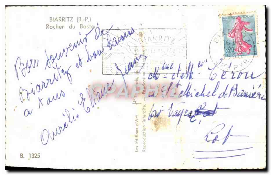 CPM Biarrits Rocher du Basta — Verso