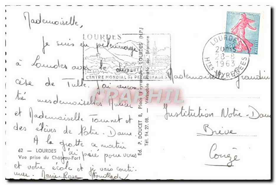 CPM Lourdes Vue prise du Chateau Fort — Verso