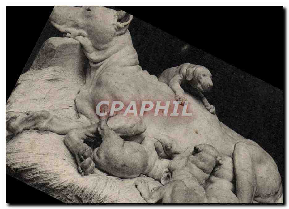 CPA Musee du Luxembourg Lecourtier Chienne danise allaitant ses petits Chien