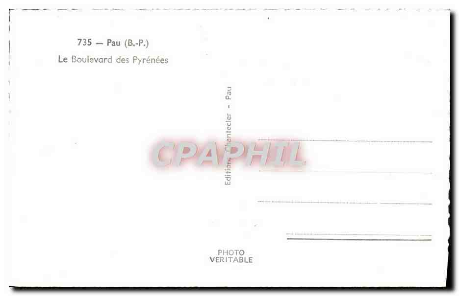 CPM Pau Le Boulevard Des Pyrenees — Verso