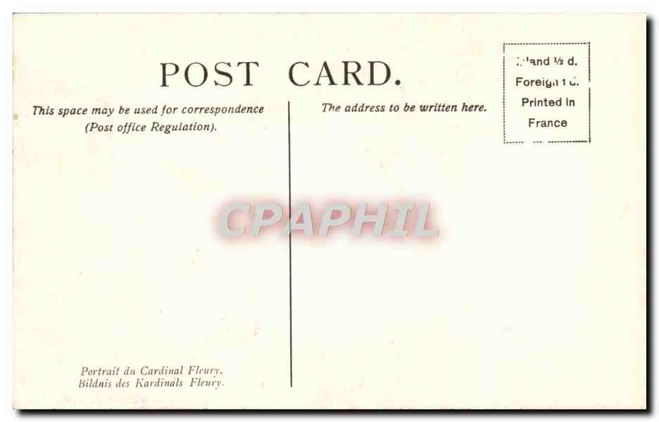 CPA Rigaud Portrait of Cardinal Fleury Wallace Collection London — Verso