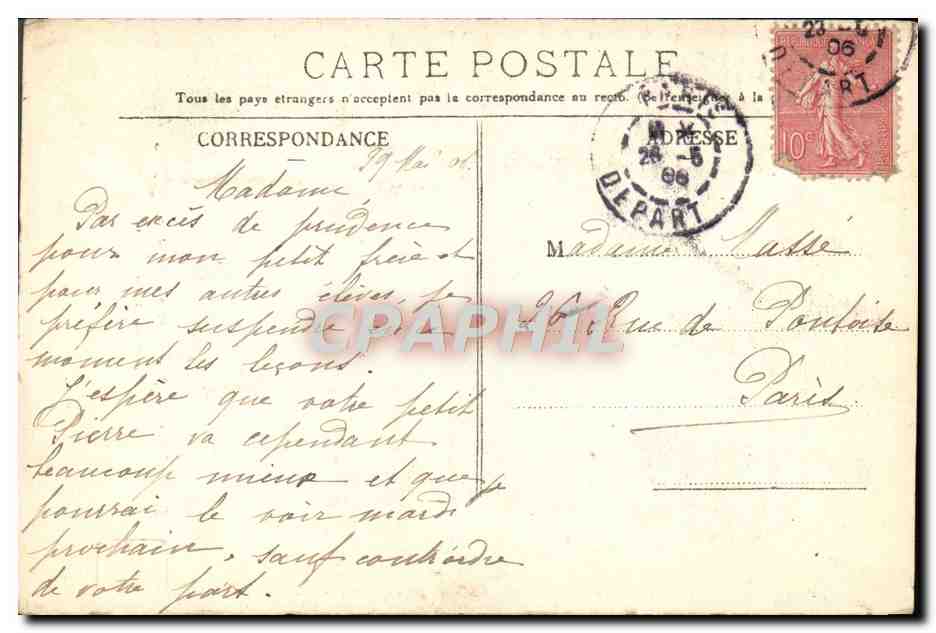 CPA Artigue Jeunesse Amuse Salon 1906 — Verso
