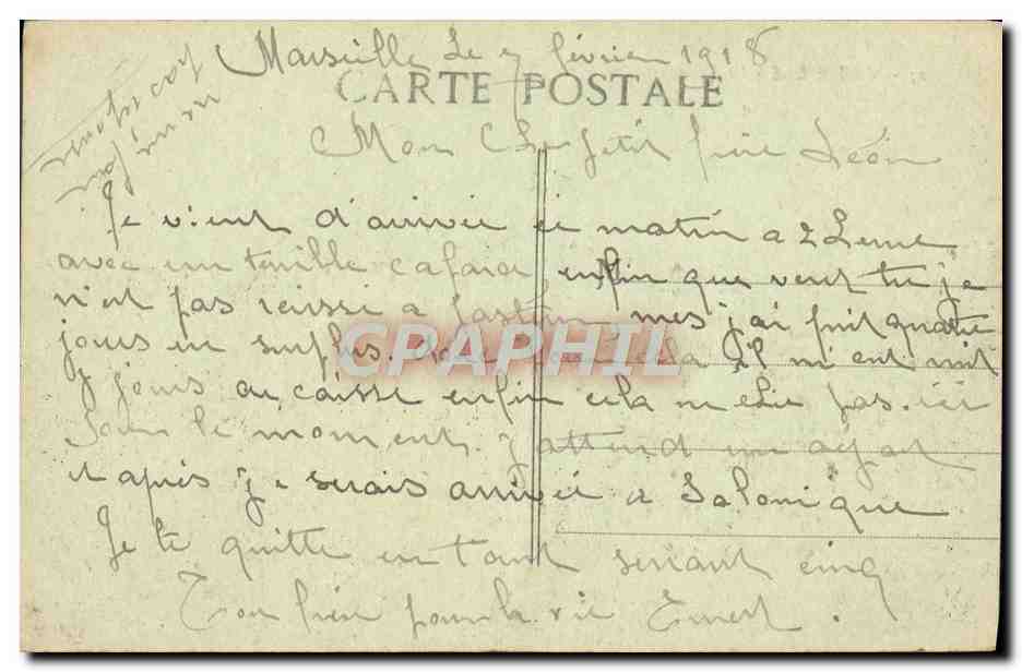 CPA Marseille La Corniche Prophete — Verso