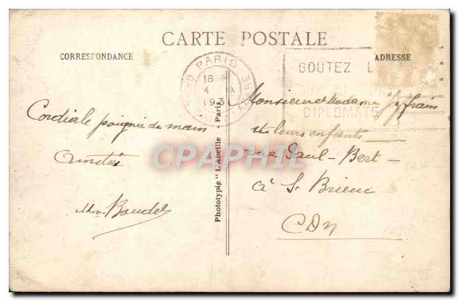 St-GERMAIN-en-LAYE — Le Château (XVIe siècle) vu du Parterre — Siège de la Délégation Autrichienne à la Conférence de la Paix, signée le 10 Septembre 1919 — Reverso