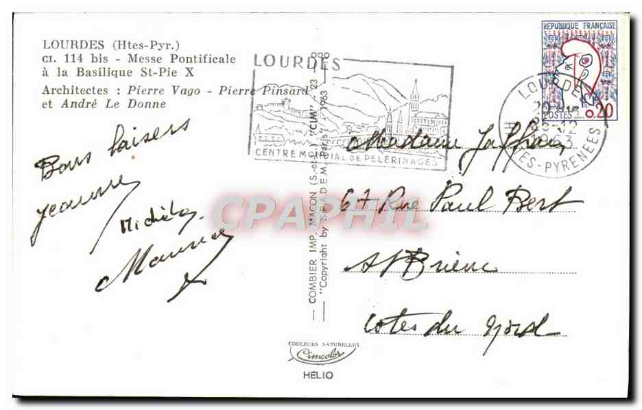 CPM Lourdes Messe pontificale a la basilique St Pie X — Verso