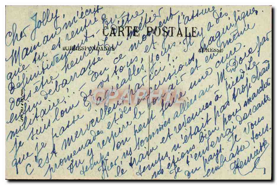 CPA Le Mont Dore Le pic du Capucin — Verso