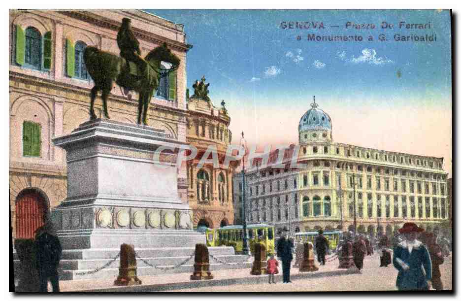 CPA Genova Prazze De Ferrari a Monumento a G Garibaldi