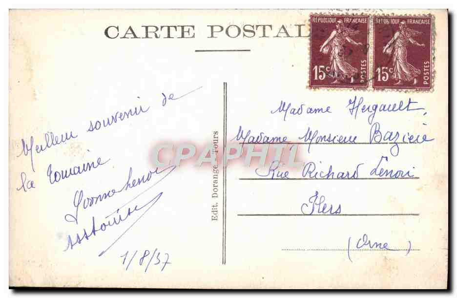 CPA Tours Vue Generale — Rückseite