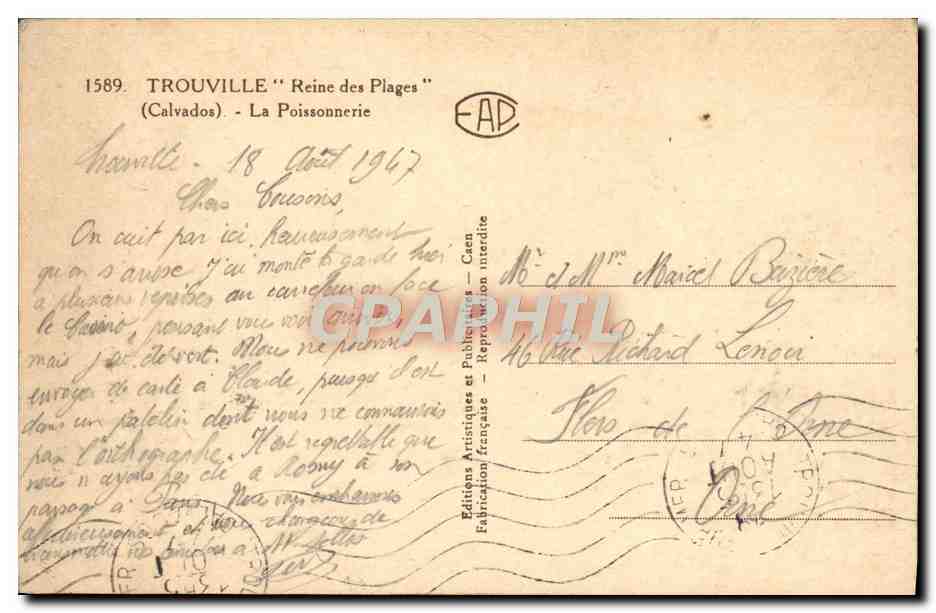 CPA Trouville Reine des Plages La poissonnerie  — Rückseite
