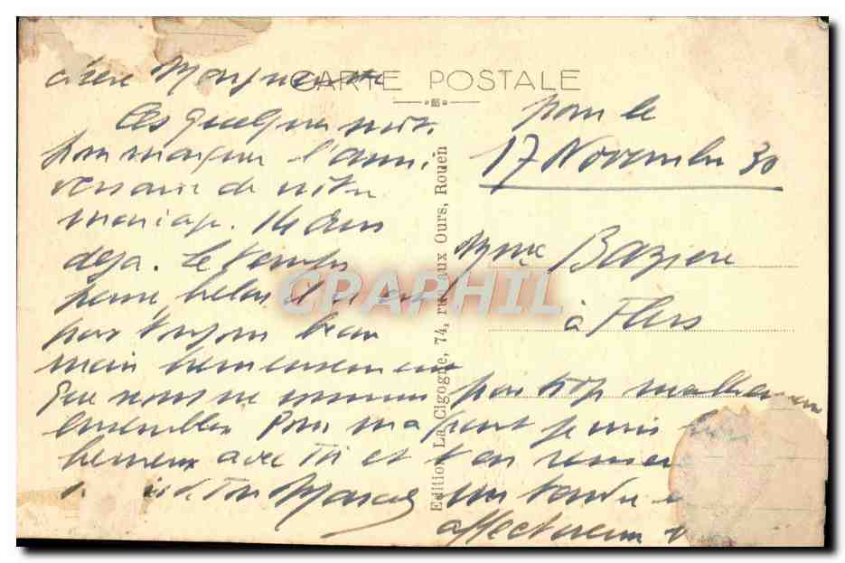 CPA Rouen La Grosse Horloge — Verso