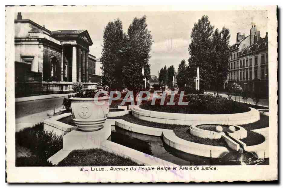 CPA Lille Avenue du Peuple Belge et Palais de Justice