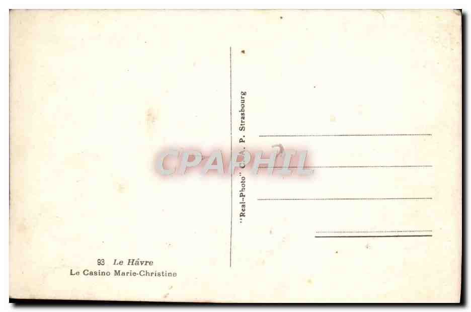 CPA Le Havre Le Casino Marche Christine — Rückseite