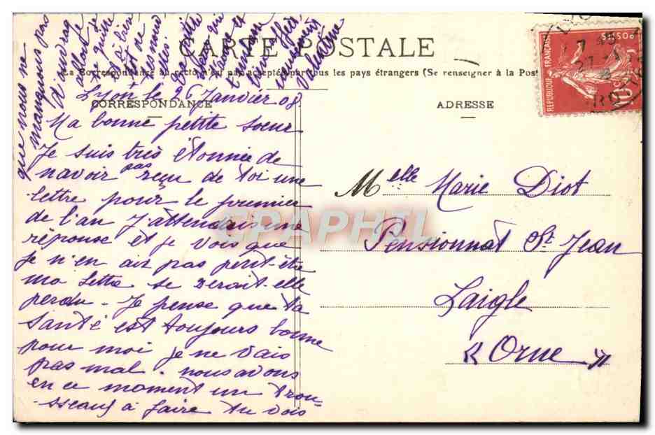 CPA Lyon L'Hotel de Ville et le Rue Puits Gaillot — Verso