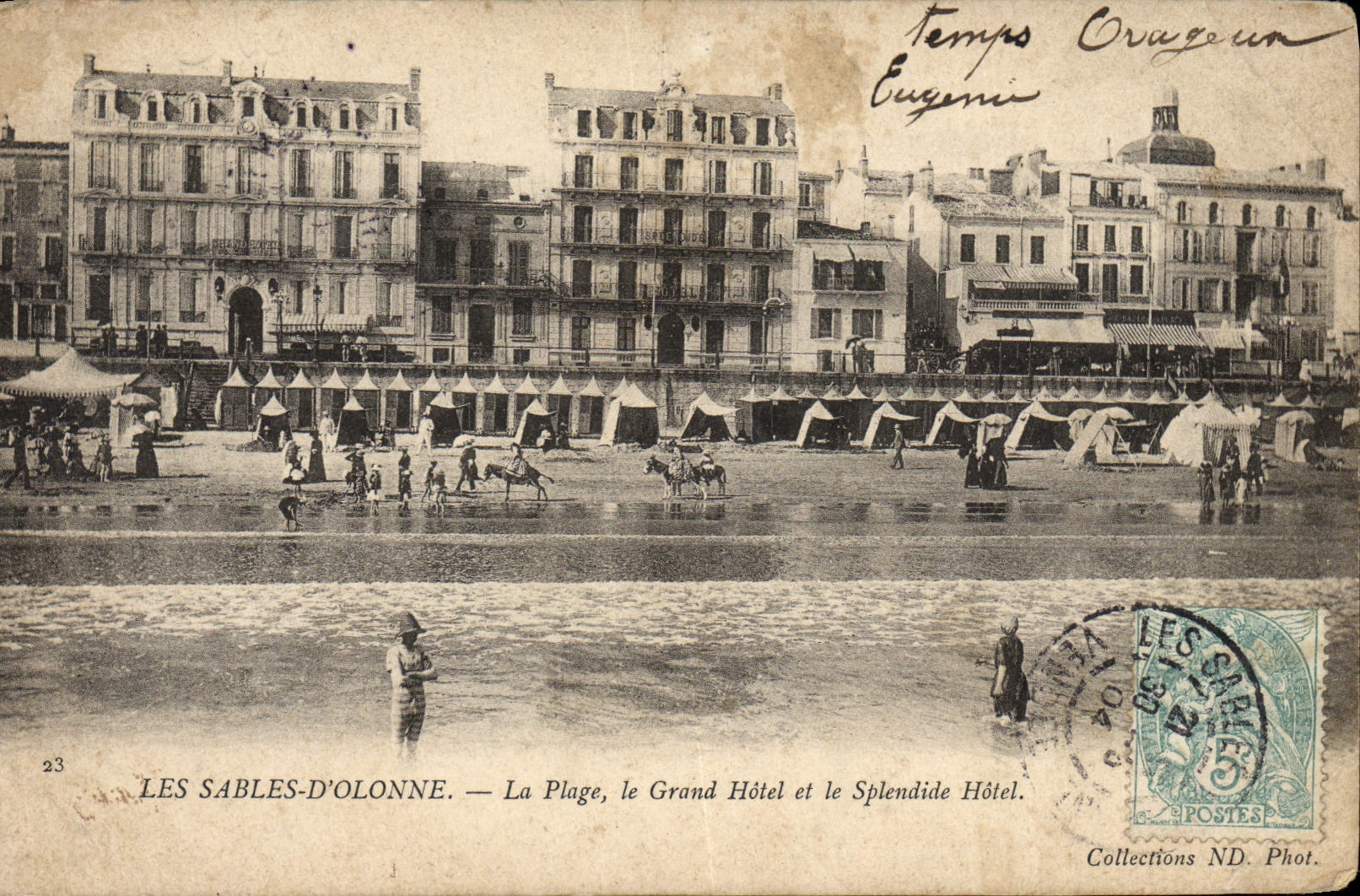 LES SABLES-D'OLONNE — La Plage, le Grand Hôtel et le Splendide Hôtel — Collections ND. Phot.