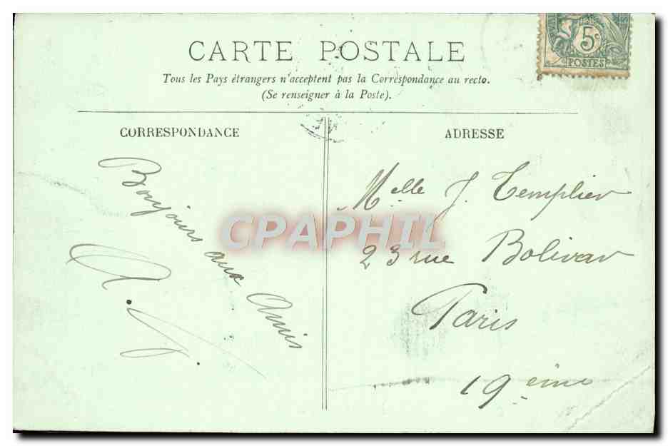 CPA Rouen Le Quai de Paris et le Pont Transbordeur — Verso