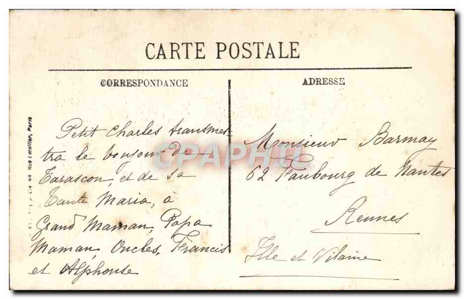 CPA Un bonjour de Tarascon Femme folklore  — Verso