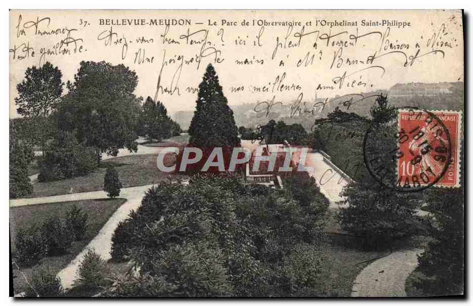 CPA Bellevue Meudon Le Parc de l'Observatoire et l'orphelinat Saint Philippe 