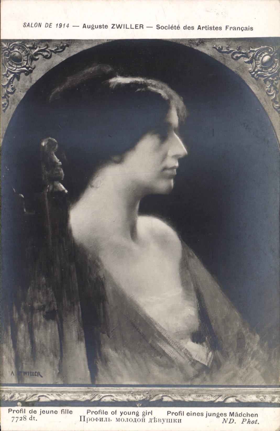 CPA Salon De 1914 Zwiller Profil de jeune fille 