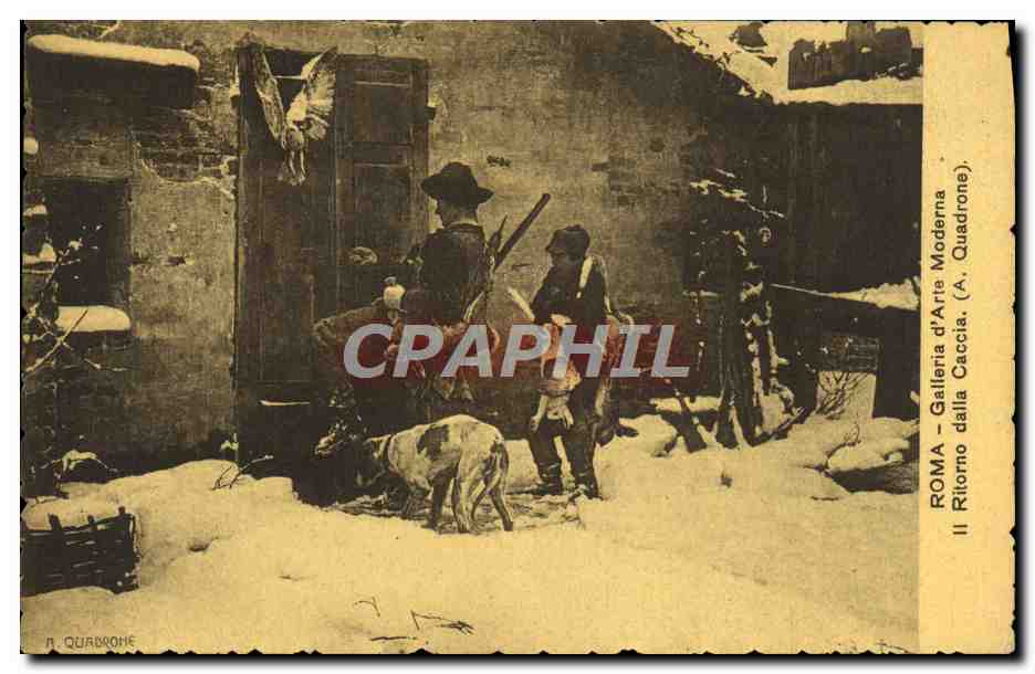 CPA Roma Galleria d'Arte Moderna Il Ritorno dalla Caccia Quadrone Chien 