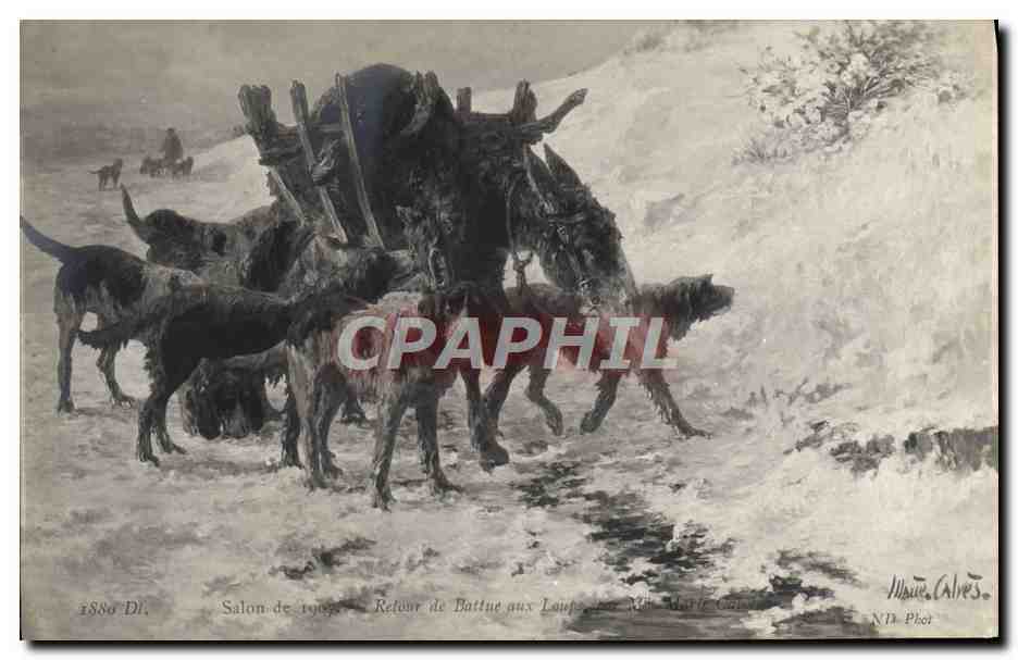 CPA Salon 1907 Retour de battue aux loups Loup