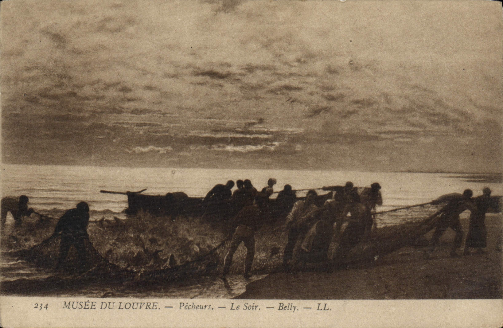 CPA Musee Du Louvre Pecheurs Le Soir Belly